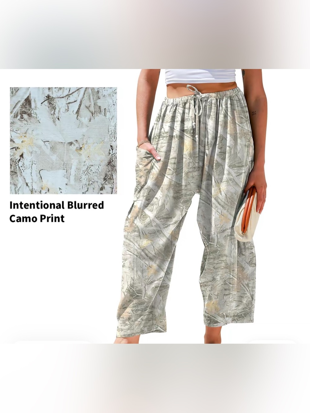 Tarse viral  apricot camo blurred linen pants size xs/ fits oversized